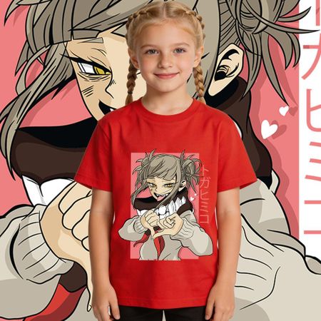 My Hero Academia Himiko Toga Anime Print Cotton T Shirt Kids Casual Wear Summer Short Sleeve Boys Girls 100
