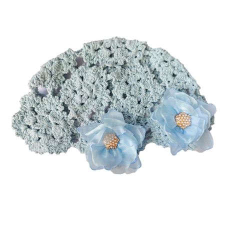 Pearl Hollowed Out Knitted Hat Elegant Bohemian Style Beanies  Apparel Accessories