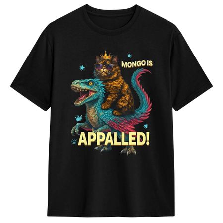 Retro Mongo is Appalled Princess Cat Riding Dinosaur TShirt Summer   Cotton T Shirts For Unisex Harajuku Design Tee Shirt Gift S