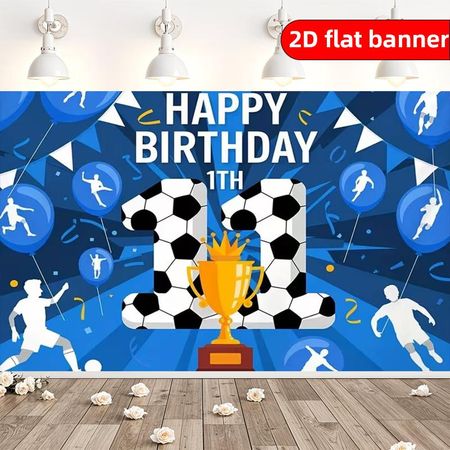 2D background cloth 1pc11 year old football themed birthday party background cloth polyester background decoration banner 100x150cm