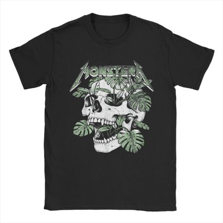 Monstera Funny Skull Plant Lover TShirt Summer  Pure Cotton T Shirts For Unisexs Novelty Pattern Tee Shirt Short Sleeve Clothes S
