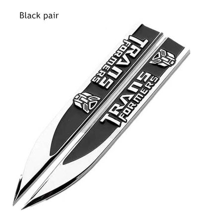 Pair Metal Emblem Transformers Autobot Side Wing Badge Sticker Body Fender Car Styling Decal
