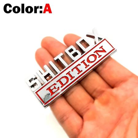 1Pcs 3D Chrome Black Red Metal Emblem SHITBOX EDITION Badge Car Tail Side Sticker Accessories for Jeep Dodge Chrysler A