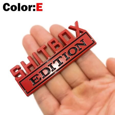 OTOKIT 1Pcs 3D Chrome Black Red Metal Emblem SHITBOX EDITION Badge Car Tail Side Sticker Accessories for Jeep Dodge Chrysler E