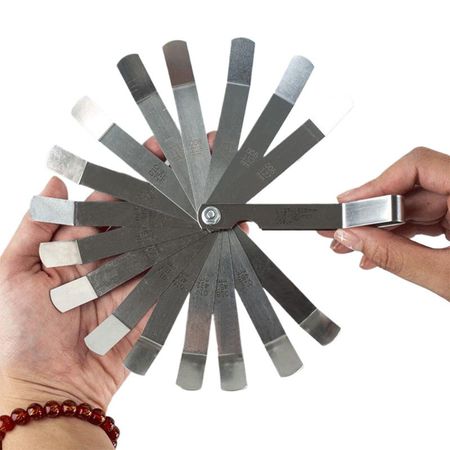 16 Blades Stainless Steel Curved Feeler Gauge Dual Marked Feeler Gauge Set Metric Filler Feeler Gauge for Measuring Slot Size