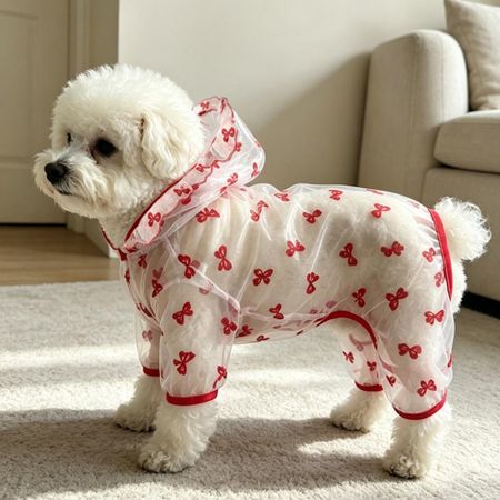 Four Legged Hooded Sunscreen Clothing Breathable Pet Mesh Jumpsuit Cover Dog summer Clothes  Cat L