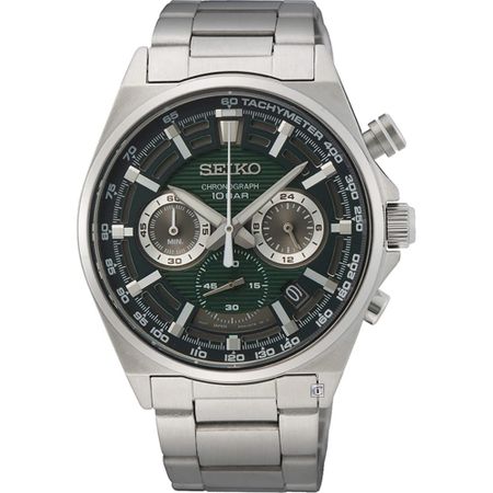Мужские часы Seiko SEIKO Хронограф, Модель для зарубежного рынка, Зеленые, SSB405P1 [Б/У] зелёный
