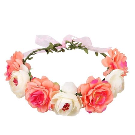 Adjustable Flower Crown Cloth Princess Wreath New Hair Accessories  Girls бежевый
