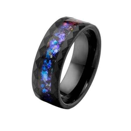 Rhombus trendy fashion titanium steel ring, colorful shell dripping oil personalized trendy man ring, jewelry no. 6 чёрный