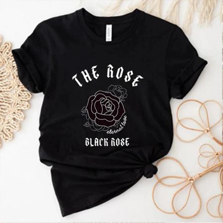Ретро The Rose Kpop Рубашки Kpop Концертная Рубашка K-pop Футболки Корейские Рок Топы Y2k Топ Черная Роза Подарок Унисекс Короткий Рукав Топ 70208 S чёрный