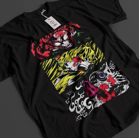 Demon Slayer Shirt Tanjiro TShirt Zenitsu KNY Nezuko Inosuke Akaza Muzan Tee S