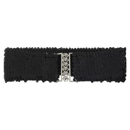 Wide Elastic Sequin Elastic Cummerbunds Sparkling Waist Corset Belts  Party Dress чёрный