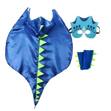 Mask Halloween Kids Costume Golves Dinosaur Costume Cute Dragon Cloak  Outdoor синий
