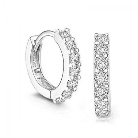 Fashion Women Wedding Rhinestone Jewelry Crystal Hoop Earrings Ear Studs Silver Plated