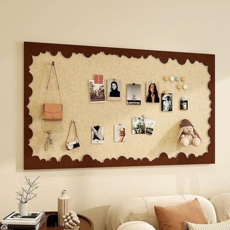 40x60cm Felt Wall Board Scalloped Border Wall Memo Board Gifts Photo Display Board  Home Decor коричневый