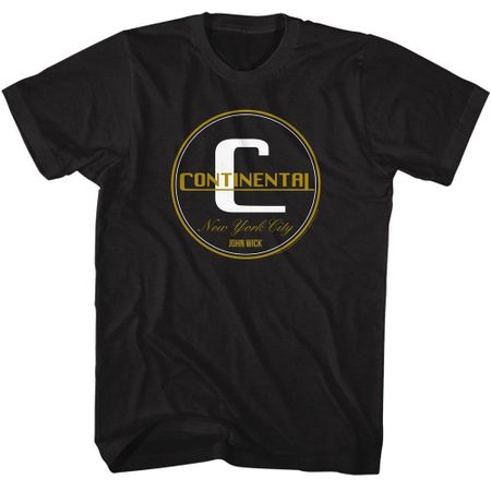 Джон Уик - Круглый логотип Continental в двух тонах - Американская классика - Сплошной черный S 130