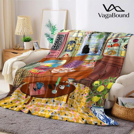 Cozy Cluttered Nook Flannel Blanket Warm Soft Halloween Christmas Couch Warm Cozy Decorative Decor Gift for All Season 75X95CM