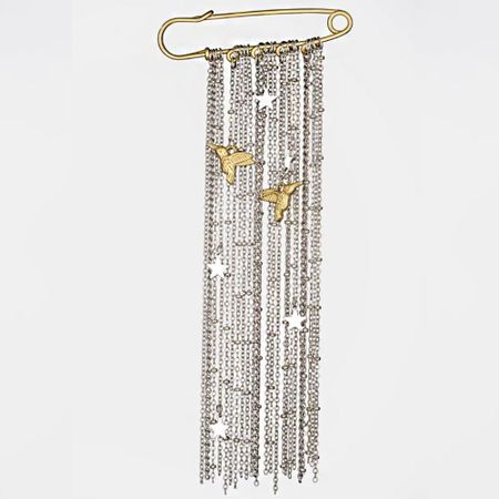Bird Long Tassel Brooch Peace Dove Pendant Multi-layer Chains Pin Tie Collar Needle  Banquet Party золотой