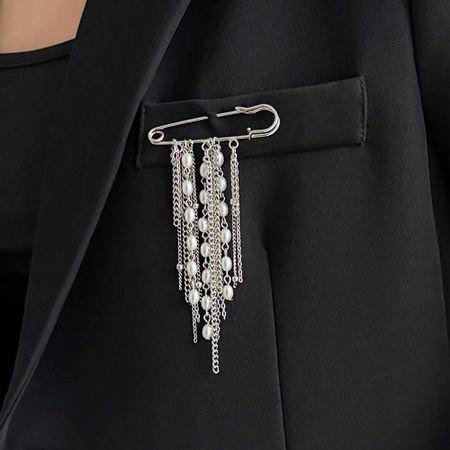 Vintage Long Tassel Brooch Flower Waist Cinching Fixed Pin Multi-layer Chains Pin  Suit Accessories Style 3