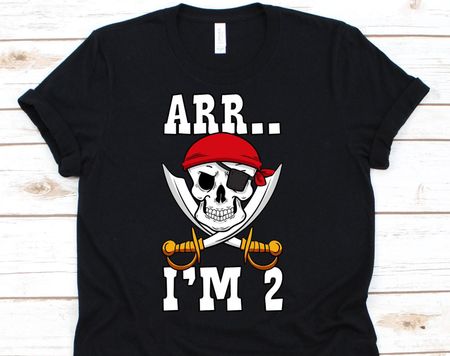 I m 2 Shirt, I m 2 Lets Party, 2nd Birthday Shirt, 2nd Birthday, Birthday Shirt, Birth Day Gift, Pirate Birthday Shirt 2XL