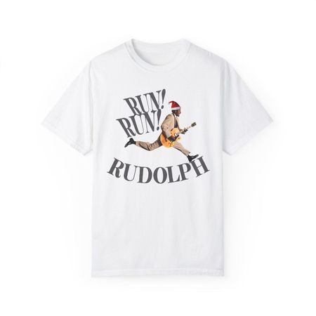 Chuck Berry Christmas T shirt/Run Run Rudolph!/Soul Christmas/Holiday T shirt/Christmas Music/Chuck Berry T shirt/Running/Reindeer/Guitar Xmas M