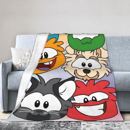 Супермягкое одеяло с пингвинами Club Penguin Детское плюшевое плед с рисунком для дивана, кресла Фланелевая покрывало для кровати Чехол для дивана-кровати 75X95CM