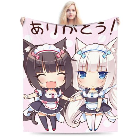 Nekopara  Warm Soft Blanket  Child Plush Throw Blanket Pattern Living Room Flannel Bedspread Sofa Bed Cover 75X95CM
