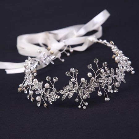 Pearl Bridal Headband Sparkling Rhinestone Headpiece Bridesmaid Headwear  Romantic Occasion серебряный