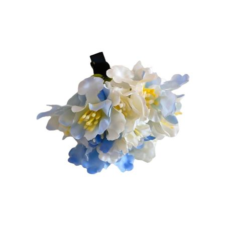 Colorful Flower Side Clip Cloth Chinese Style Hair Clip Fairy Simulation Flower Hairpin  Travel синий