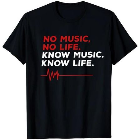 No Music No Life Know Music Know Life Classic Graphic Music T-Shirt 2XL