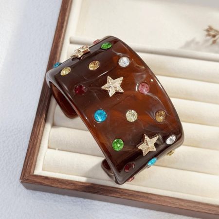 Exaggerated Beach Rhinestone Bangle Chunky Open Bracelet Shell Bracelets  Girls Accessories кофейный