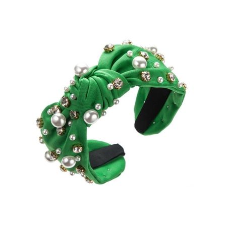 Nail Pearl Head Hoop Solid Color Baroque Headband Rhinestone Pearl Hairband  Hair Accessories зелёный
