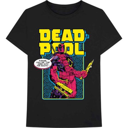 Deadpool T Shirt Comic MERC Official Marvel Comics Mens Black L XL