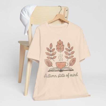 Autumn State of Mind Shirt, Cozy Fall Apparel, Coffee and Books, Sweater Weather Tee, Book Lover Gift, Cottagecore XL