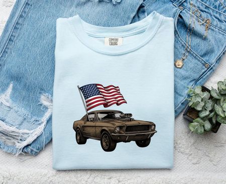 Muscle Car Shirt America Patriotic Gift Women Vintage Tee Muscle T-Shirt American Enthusiast Retro Tshirt Star Graphic Hand Drawn American XL