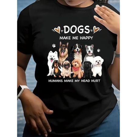 Camiseta Dogs Make Me Happy Humans Make My Head Hurt XXL
