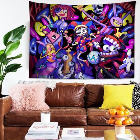 THE AAMAZING DDIGITAL CIRCUS Cartoon Colorful Tapestry Wall Hanging Hippie Flower Wall Carpets Dorm Decor Wall Art Decor 100X70CM