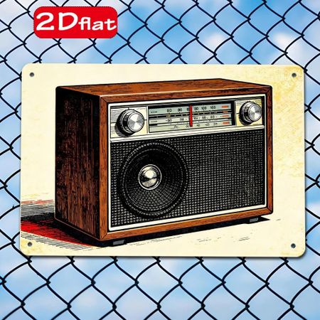 Vintage Metal Tin Sign Retro Radio Wall Art 20x30 Cm Outdoor Decor Plaque for Bar Garage Man Cave 20X30CM