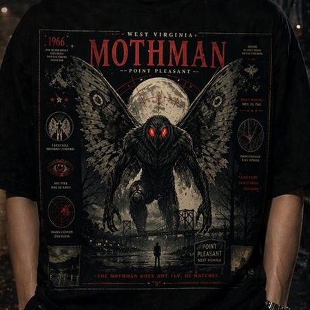 Mothman Shirt Vintage Cryptid Tee: Point Pleasant Legend, Bold Retro Style | Premium Cotton, Comfortable Fit | Unisex Sizes M