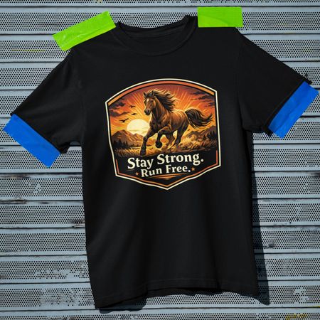 Stay Strong Run Free Horse Shirt | Inspirational Western Tee | Comfort Colors 1717 2XL