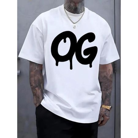 Men s Plus Size Casual 100 Cotton White T Shirt 180g Short Sleeved with OG Drip XXXXL