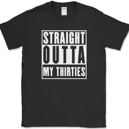 Футболка Straight Outta My Thirties Забавная Футболка с Текстом Подарок на Юбилей 30 лет M