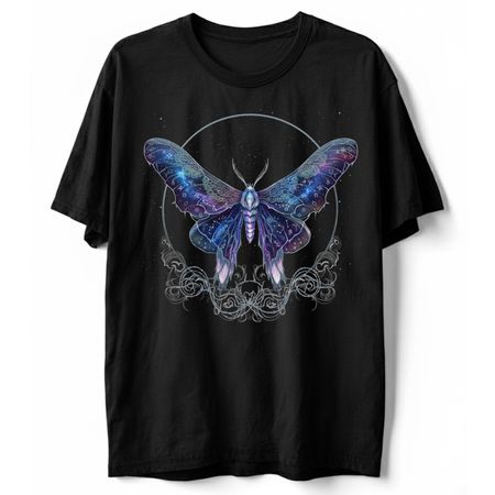 Galaxy Constellation Moth T-Shirt Celestial Butterfly Witchy Space Gift Tee L