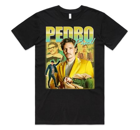 Pedro Pascal Homage T-shirt Top Movie Icon Retro 90s Actor Gift Unisex XXXL