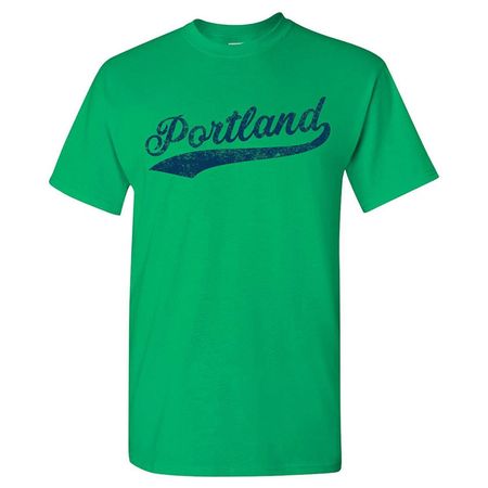 Portland City Script Mens Unisex T-Shirt Green XL