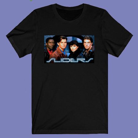 Sliders Retro Tv Show Logo Mens Black T-shirt Size XXL