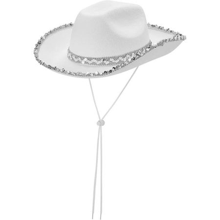 Solid Color Jazz Hat Furry Trim Sequin Cowgirl Hat Fashion Top Hat  Girl Style A White
