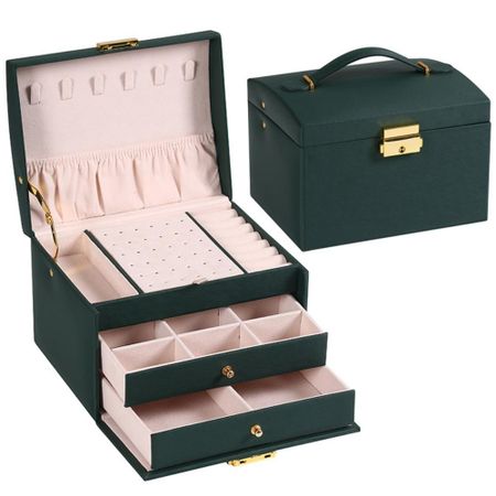 PU Leather Jewelry Holder Rings Necklace Jewelry Storage Case Portable Square Jewelry Box  Travel