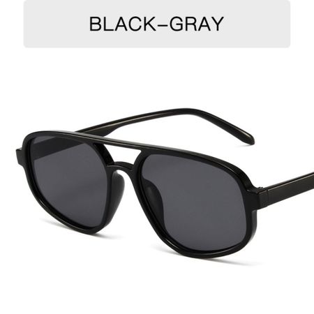 Big Frame Irregular Square Sunglasses UV400 Retro Trend Eyewear Double Beam Sun Glasses  Unisex Black-Gray