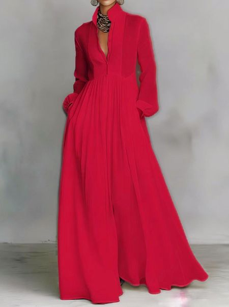 2026 European and American women s clothing, spring new women s clothing is fashionable and elegant, with a large pendulum and a long pleated dress fo XS